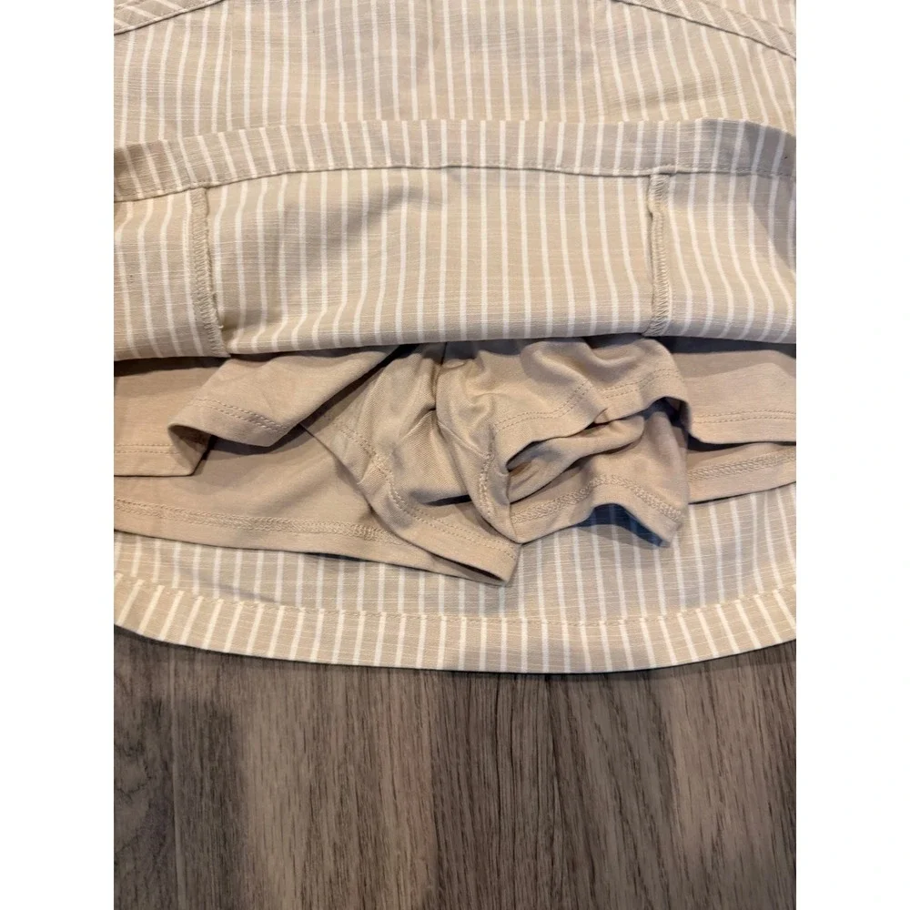 Copper Key Women‎ Beige White Striped Tie Waist Skort Mini Pocket XL